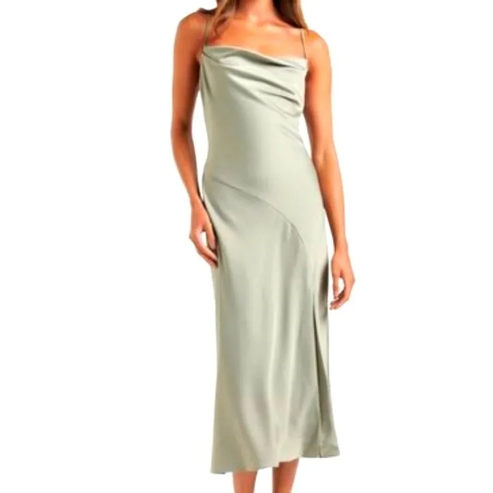 Lamarque Cowl Spaghetti Strap Midi Satin Dress Size 6 Black. - Picture 2 of 9